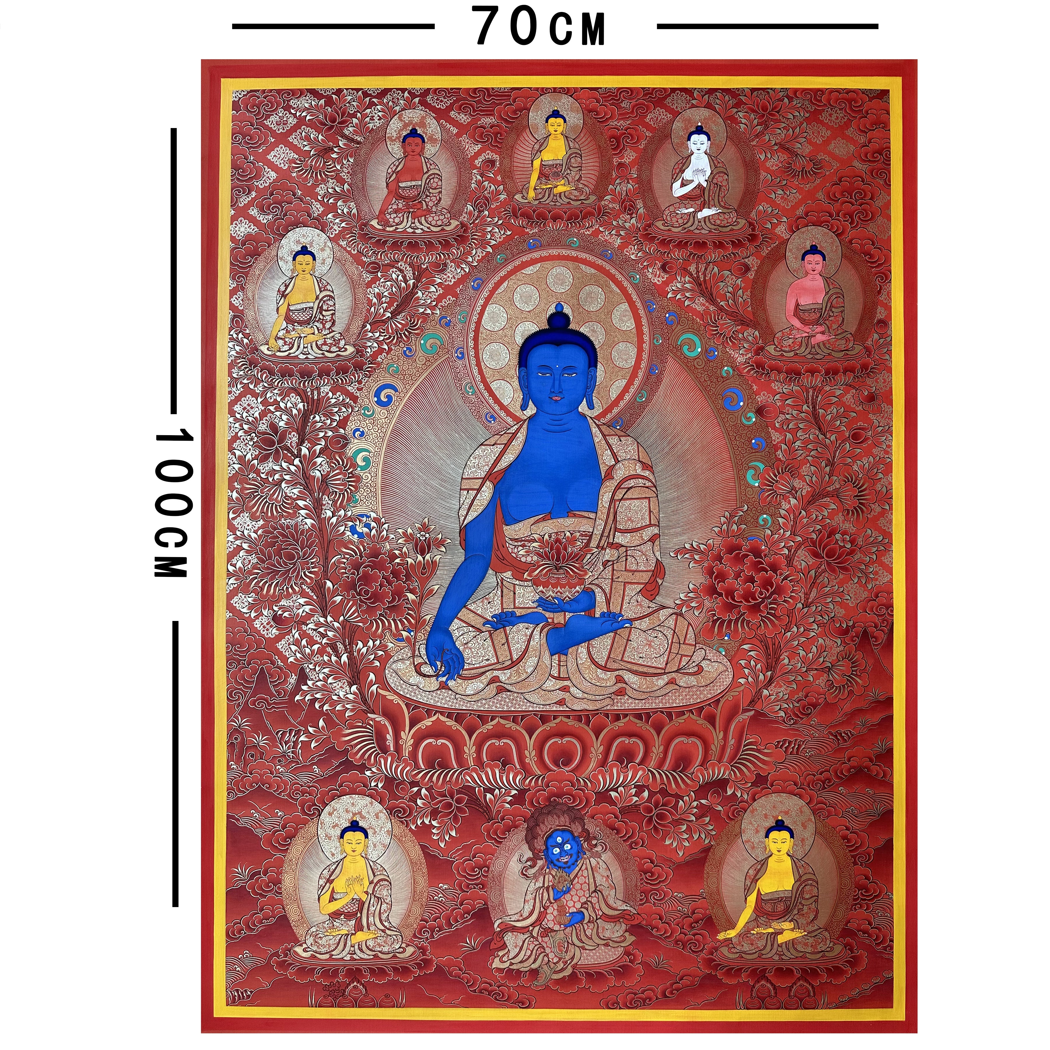 Hand-Painted Tibetan Thangka | Bhaisajyaguru| Collectible Tibetan Art, Traditional Wall Decor for Home & Meditation Space