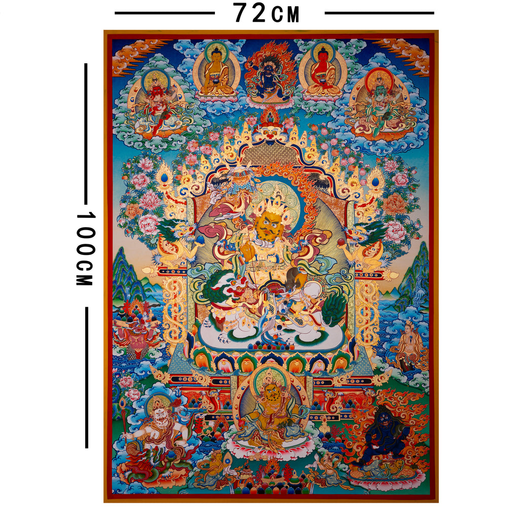 Hand-Painted Tibetan Thangka | Vaishravana| Collectible Tibetan Art, Traditional Wall Decor for Home & Meditation Space