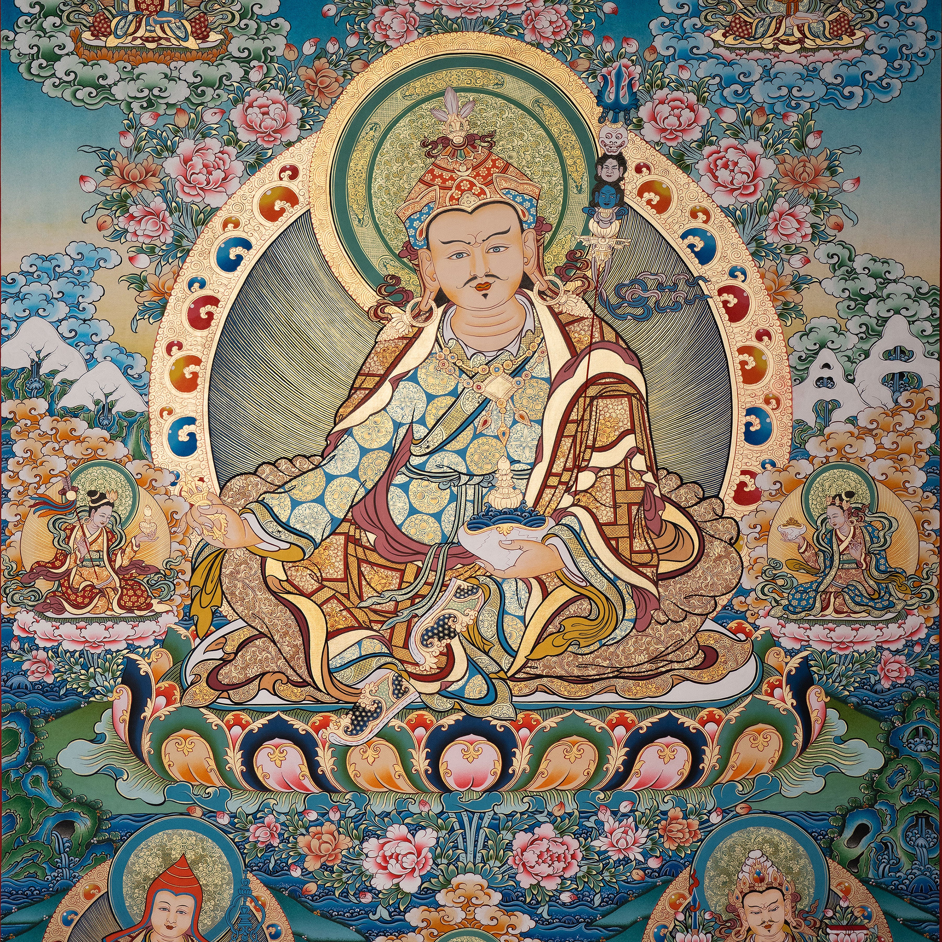 Hand-Painted Tibetan Thangka | Padmakara| Collectible Tibetan Art, Traditional Wall Decor for Home & Meditation Space