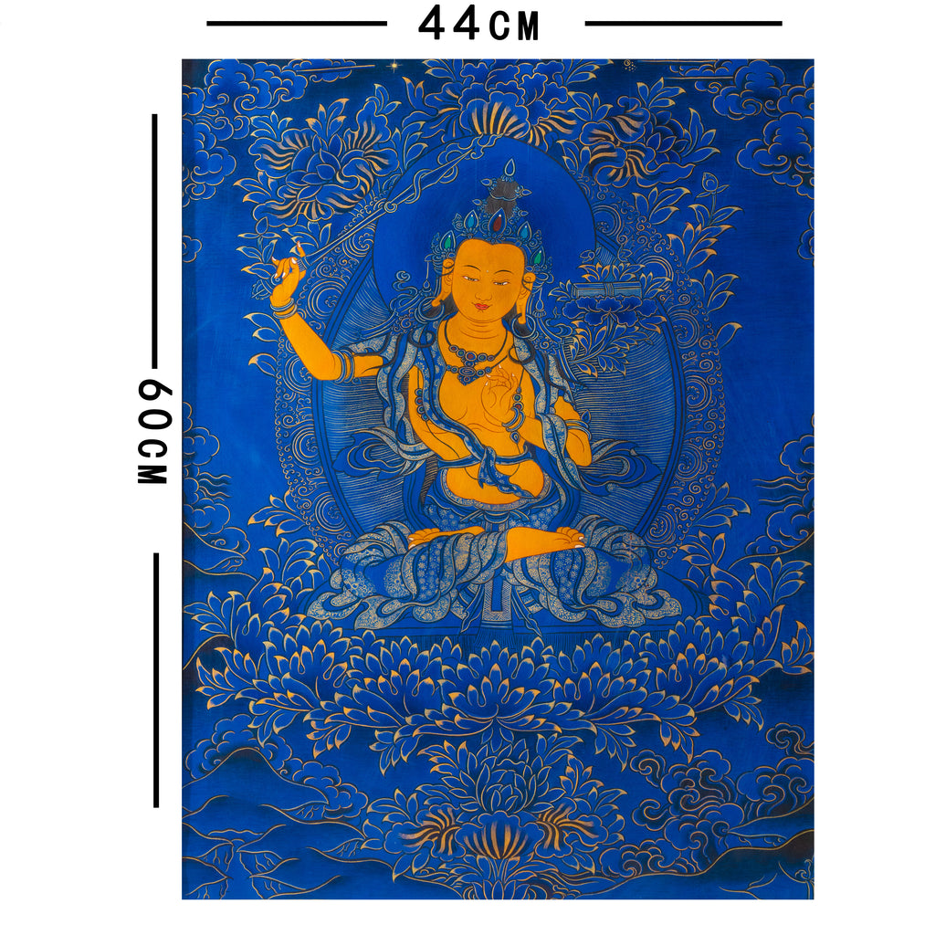 Hand-Painted Tibetan Thangka | Manjushri | Collectible Tibetan Art, Traditional Wall Decor for Home & Meditation Space
